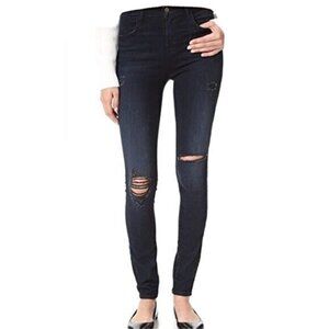 J Brand Maria High Rise Skinny Jeans in Destructed Sanctity Dark Wash
